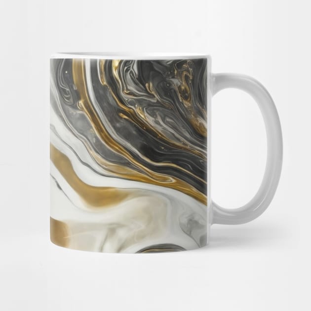 GOLD WHITE AND BLACK LIQUID MARBLE DESIGN by ZARBIT